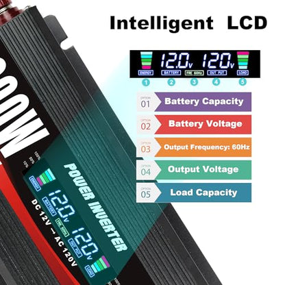 1000W Car Power Inverter DC 12V to 110V (Black)