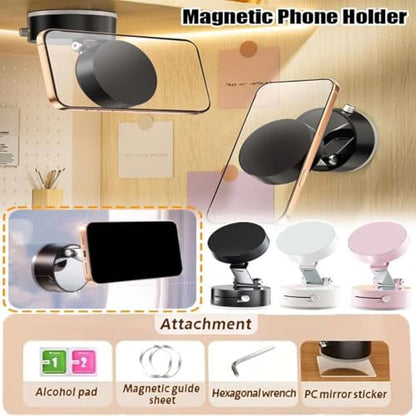 Foldable Magnetic Vacuum Phone Holder (Pink)