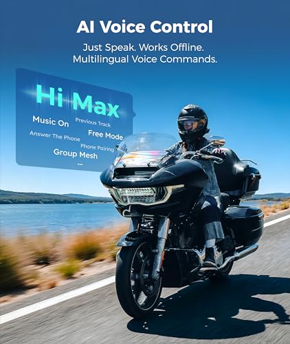 ASMX F1s Motorcycle Bluetooth Headset with Smart Voice Control (F1s Gray-1 Pack)