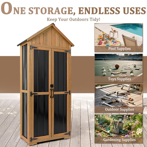 Outdoor Storage Cabinet Waterproof (Black / Standard 28" x 13.3" x 67")