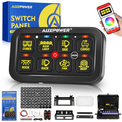 RGB 8 Gang Switch Panel with App Control Toggle Momentary Pulsed (RGB with Bluetooth / Panel + App)