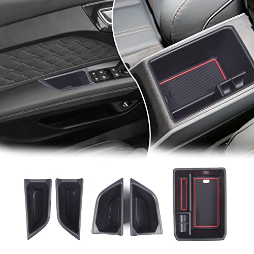 Car Center Console Organizer Tray Compatible with Audi Q4 E (Armrest+Front Rear Door Storage Box)