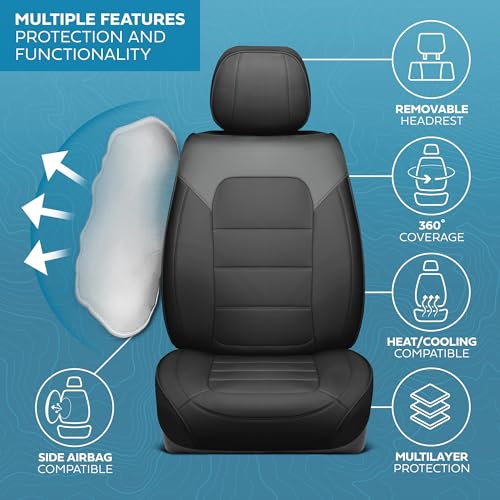 Curated Slate Ridge Napa Leather Seat Covers for Cars & SUVs (Slate Ridge / Front Seats)