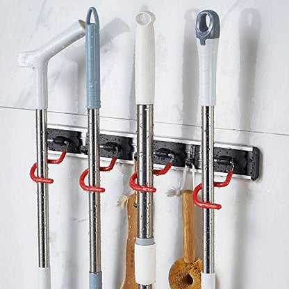 Wall Mounted Mop and Broom Holder Stainless Steel S Type Broom Rack Anti (4 Positions)
