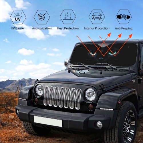Black Cat Eyes Car Windshield Sunshade Front Window Sun Visor Protector Foldable Shield Cover for Truck SUV (Black11 / Small)
