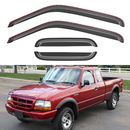 in Channel Window Visors Rain Guards for 1993 (1993-1998 Ford Ranger SuperCab / Extended Cab)
