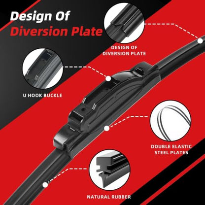 26"+21"+12" Windshield Wiper Blades Replacement for Acura MDX 2007 (26"+21"+12")
