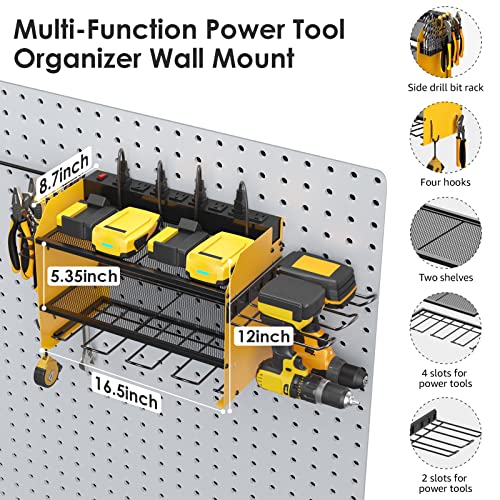 Modular Power Tool Organizer Wall Mount Charging Station (Yellow / 6FT Cord)
