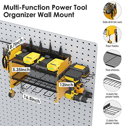Modular Power Tool Organizer Wall Mount Charging Station (Yellow / 6FT Cord)