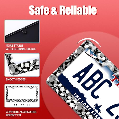 Soccer Ball License Plate Frame Stainless Steel Funny Sports License Holder (Funny Soccer Balls)