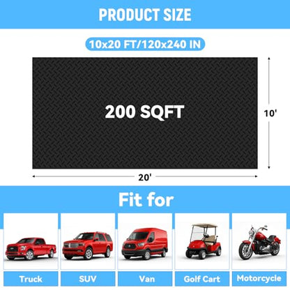 10x20 FT Garage Floor Mat (10x20 FT / Black)