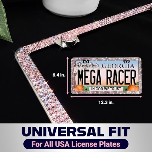 Glamorous Pink Bling License Plate Frame for Women (Pink / 1 Piece)