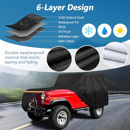 Car Cover for Jeep CJ5 1955 (Black / for Jeep CJ5 1955-1983)