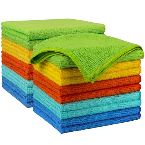 Microfiber Cleaning Cloth 20PK (Yellow Blue Green / 20PK)