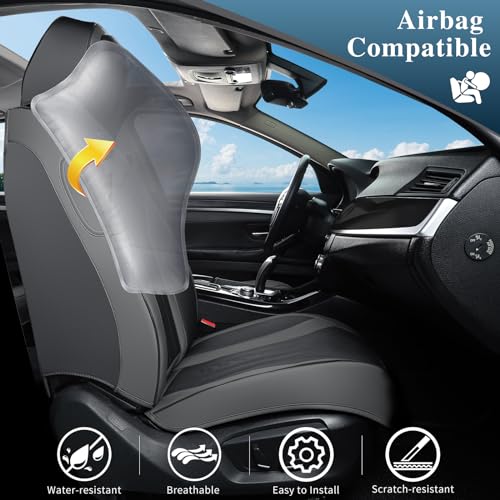 Car Seat Covers Full Set (Gray-Black / Front Pair)