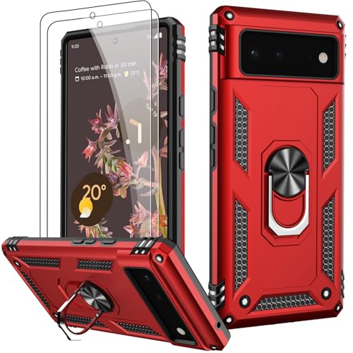 for Google Pixel 6 Case with Screen Protector (Red / Google Pixel 6)