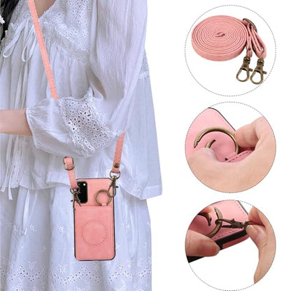 Compatible with Samsung Galaxy S20 5G 6.2 inch Wallet Case and Screen Protector Crossbody Shoulder Strap Ring Buckle Stand Card Holder Magnetic Car Mount Cell Phone Cover for S 20 Women Men Pink (Rose Gold / for S20)