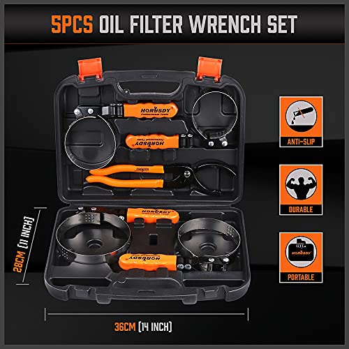 5 Piece Standard Swivel Oil Filter Wrench (Orange and Black(5-piece))