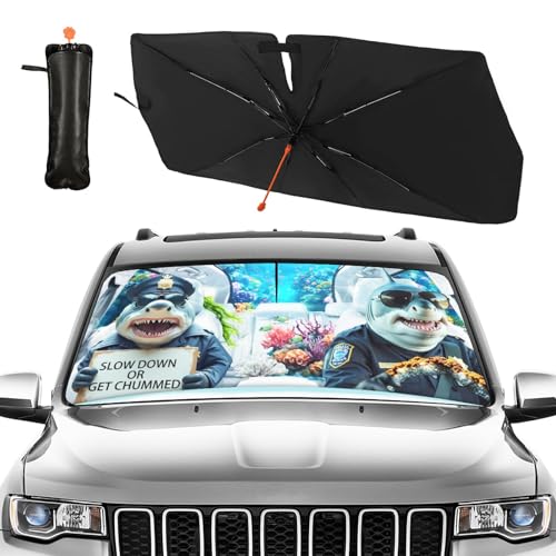 Funny Animal Car Windshield Sun Shade Umbrella (Sharks-4)