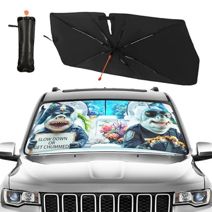 Funny Animal Car Windshield Sun Shade Umbrella (Sharks-4)