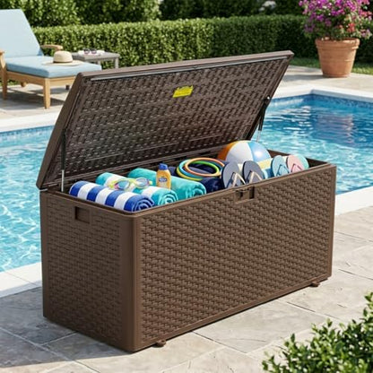 Premium Pro Edition 180 Gallon Lockable Resin Deck Box (Brown / 180 GAL)