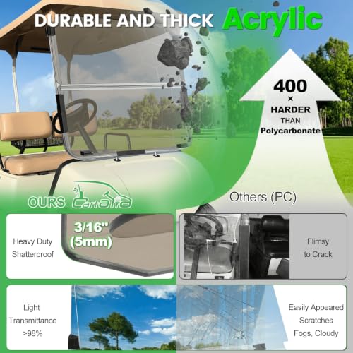 Golf Cart Foldable Windshield 3 (Tinted)