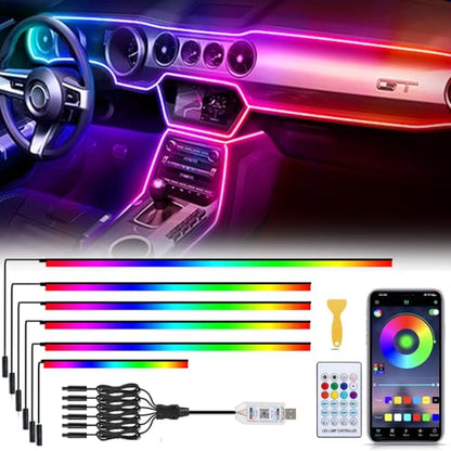 Acrylic 6 in 1 Car LED Lights Interior (6 in 1 (1*43.3in + 4*29.5in + 1*13.7in))