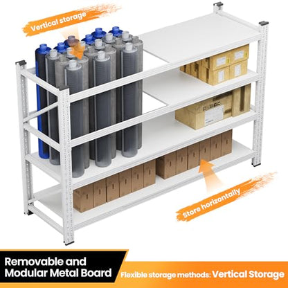 60” Wide Heavy Duty Metal Garage Shelving (White / 60"Wx24"Dx70" H)