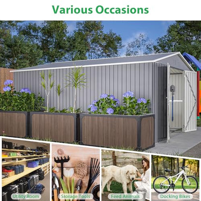 Large Outdoor Storage Shed (11x13 Ft-without window / Gray)