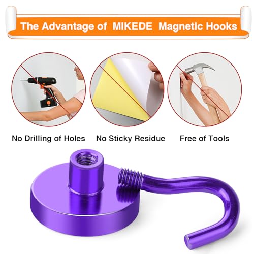 Magnetic Hooks 50Lbs+ Heavy Duty Magnet Hook for Cruise Cabins (Purple / 4Pack-40LB)
