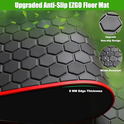EZGO TXT Golf Cart Full Coverage Floor Liner Mat (Black Red)