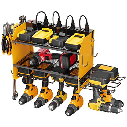 Modular Power Tool Organizer Wall Mount Charging Station (Yellow / 6FT Cord)