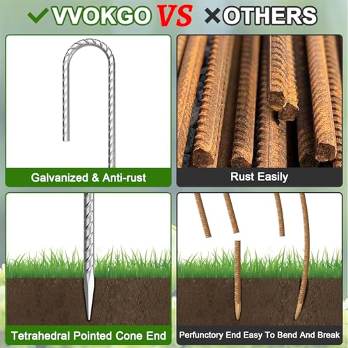 Rebar-Stakes-12-Inch J Hook Galvanized Garden Tent Stakes Heavy Duty (J-12 Inch-20 Pcs / J-12 Inch-Φ1/4"-Galvanized)