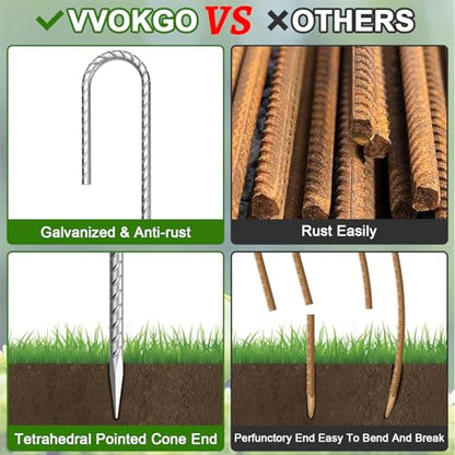 Rebar-Stakes-12-Inch J Hook Galvanized Garden Tent Stakes Heavy Duty (J-12 Inch-20 Pcs / J-12 Inch-Φ1/4"-Galvanized)