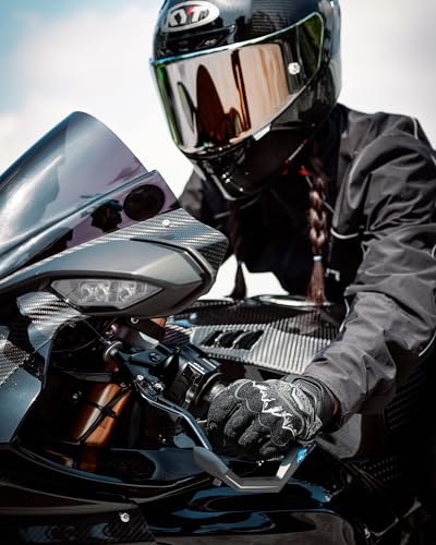 Motorcycle Gloves Motorbike Glove for Men Women Full Finger Knuckle Protection Touch Screen Cycling ATV Hiking Riding (Large / mountain-Black)