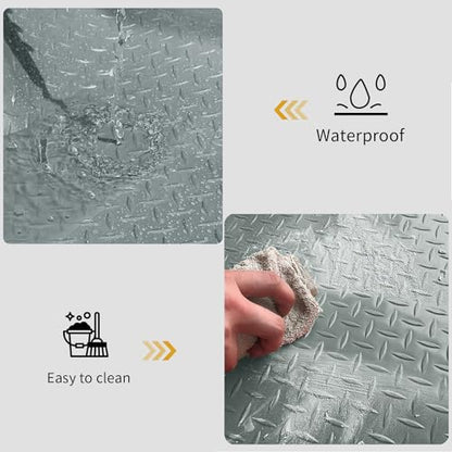 2Rolls 4x6.5FT Garage Floor Mat (2Rolls x 4 x 6.5FT / Grey Diamond)