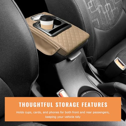 Car Center Console Armrest Pillow (Embroidered / Beige)