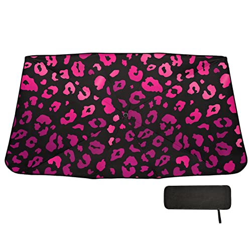Pink Leopard Windshield Sun Shade Umbrella Animal Skin Black Foldable Car Front Window Sunshade Blocks UV Rays Heat Keep Vehicle Cool (multi 19)
