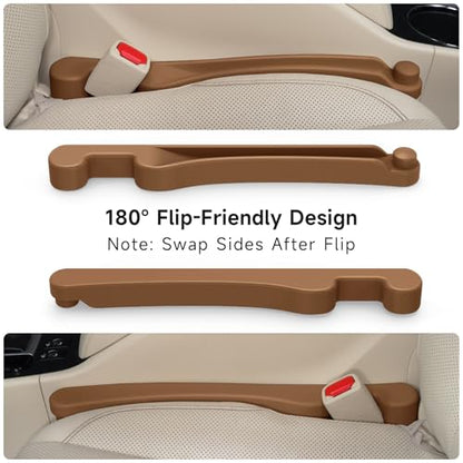 Car Seat Gap Filler Organizer 2Pack Soft Foam 3IN1 Multifunctional (Mocha Brown / Narrow)