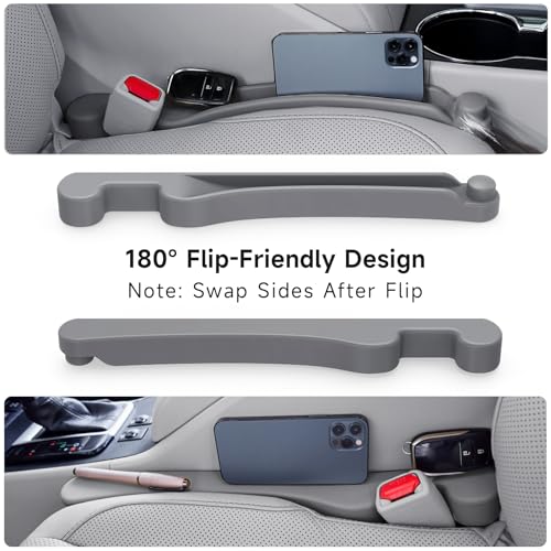 Car Seat Gap Filler Organizer 2Pack Soft Foam 3IN1 Multifunctional (Gray / Narrow)