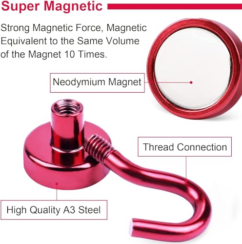 Magnetic Hooks 20pcs 30lbs Cruise Essentials 2026 Magnet Hook Red (Red / 0.63in)