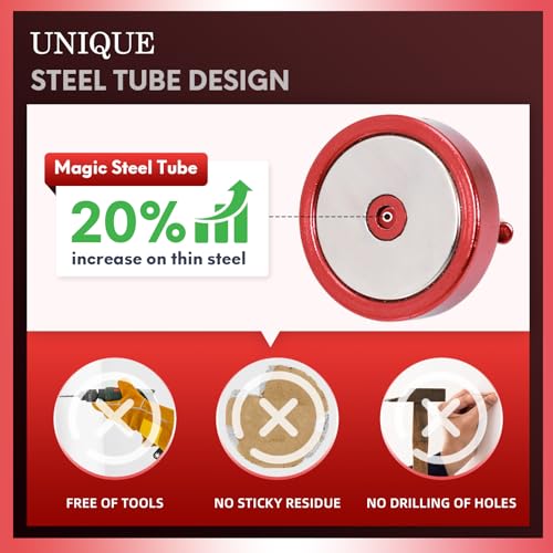 Magnetic Hooks Steel Tube Design for Cruise (Red / 100lb Magnetic Hooks)