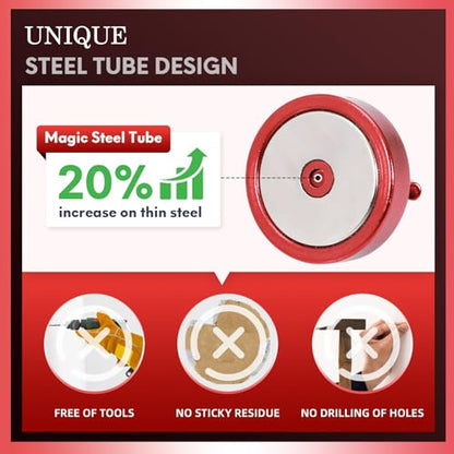 Magnetic Hooks Steel Tube Design for Cruise (Red / 100lb Magnetic Hooks)