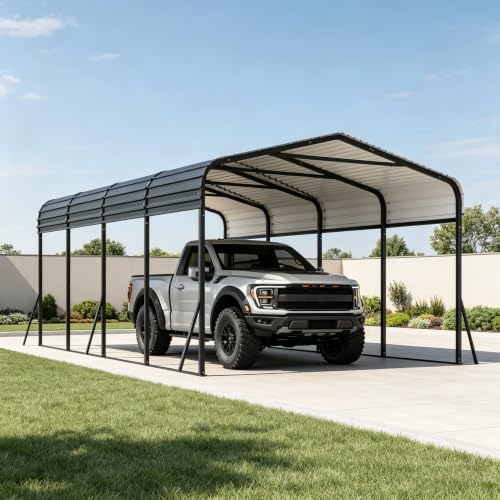12' x 20' Heavy Duty Metal Carport with Galvanized Steel Roof (12x20FT)