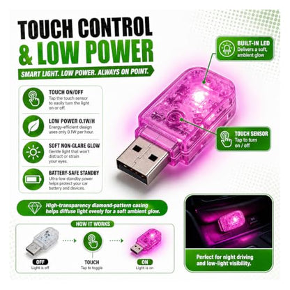 2PCS USB LED Car Night Light Bulb (Purple)