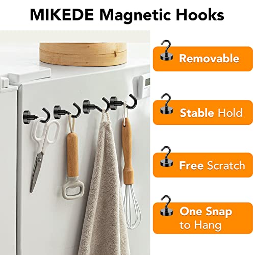 Magnetic Hooks 50LB+ Heavy Duty Magnet Hook for Cruise Cabins (Black / 4Pack-50LB)