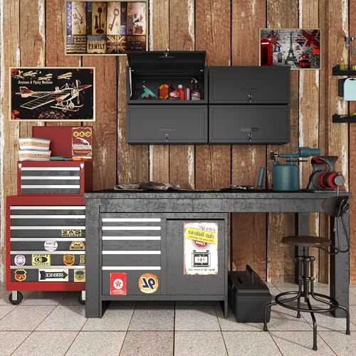 Wall Mounted Metal Storage Cabinet (Black / H13.58" - Flip-up Door)