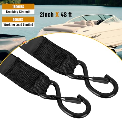 Tie Down Kits 2 PCS 2" x 48" Adjustable Boat Trailer Straps (2in x 48in Boat Trailer Straps)