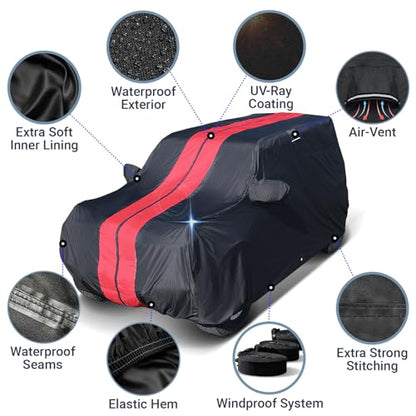 Car Cover Waterproof All Weather for 1946 (76. Sedan Delivery 1946-1960 / Black / Red (Stripe))