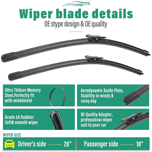 Windshield Wiper Blades Replacement for Lincoln Corsair 2020 (26"/18"/11")